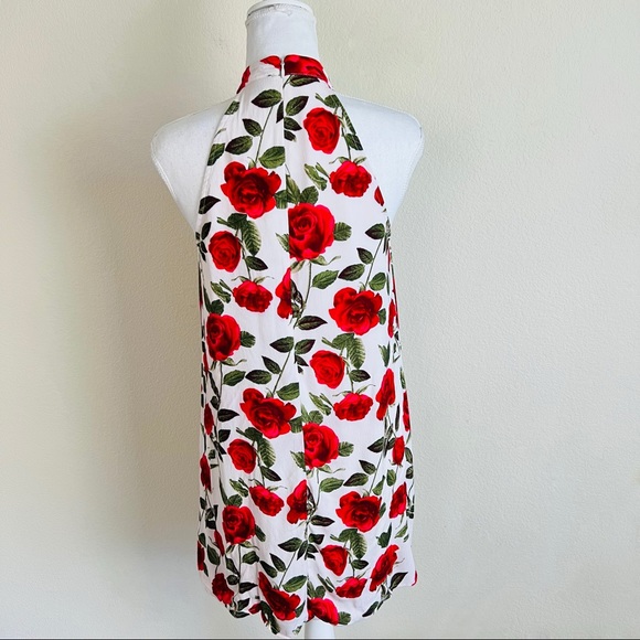 Forever 21 White Roses Keyhole Cutout Shift Mini Dress - Picture 2 of 8